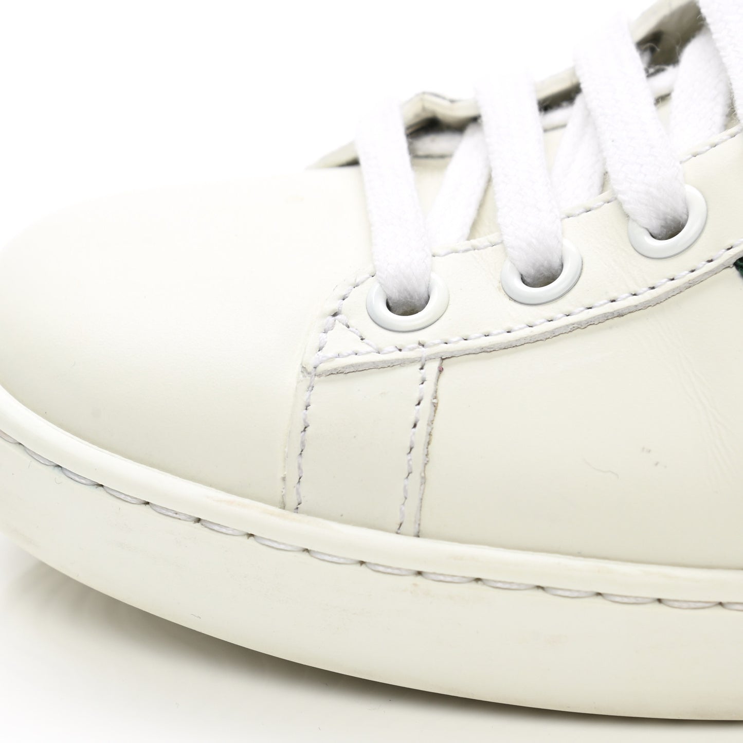 Calfskin Web Pearl Studded Womens Ace Sneakers 35 White