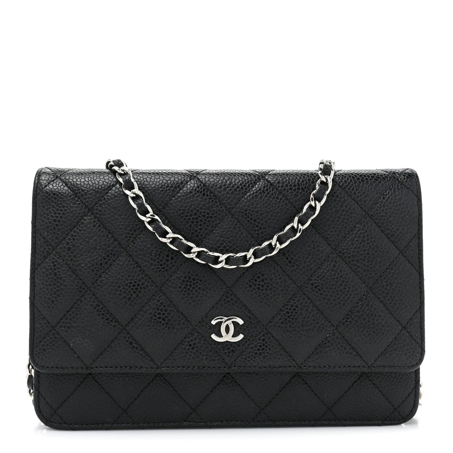 Caviar Quilted Wallet on Chain WOC Black