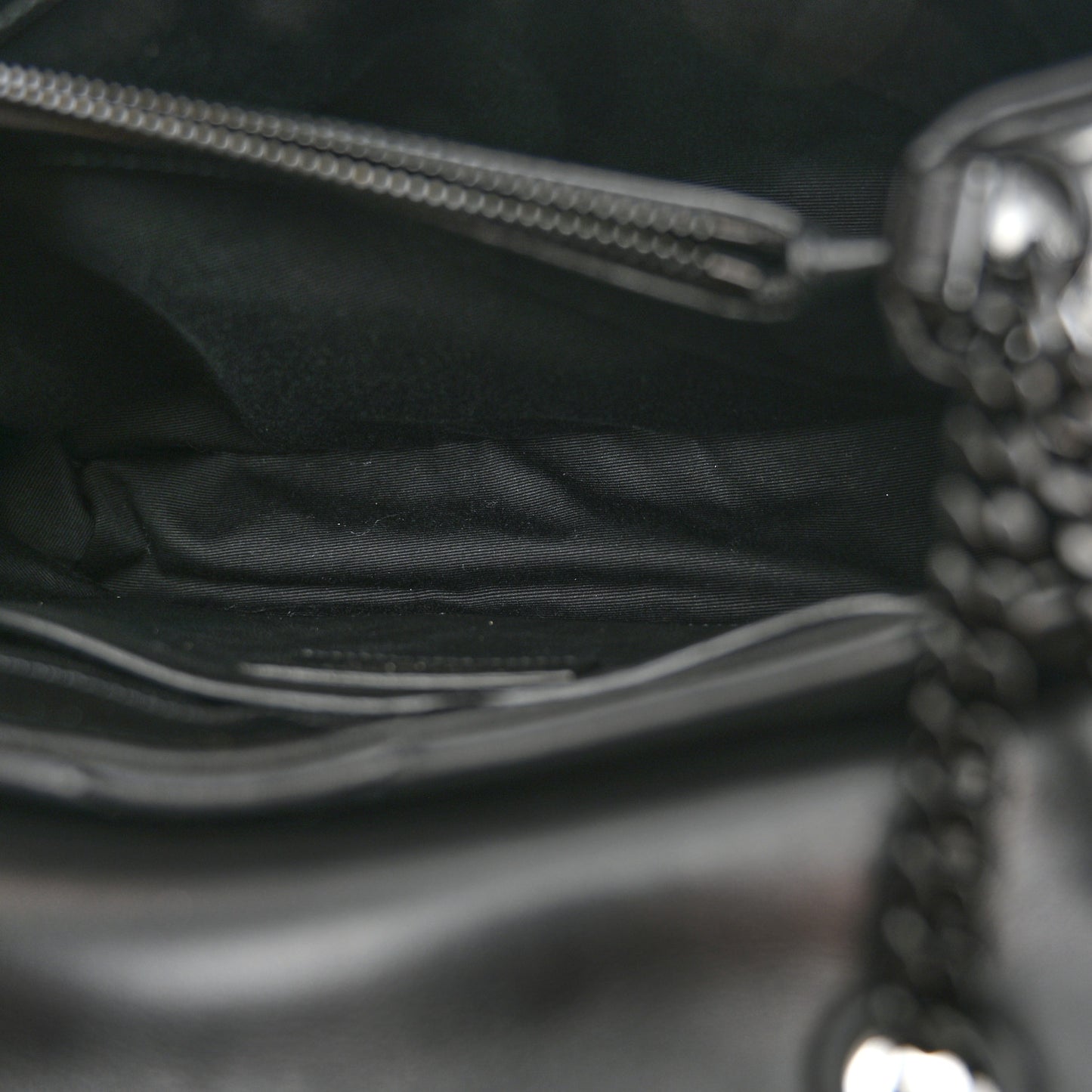 Calfskin Y Quilted Monogram Monochrome Small Loulou Chain Satchel Black