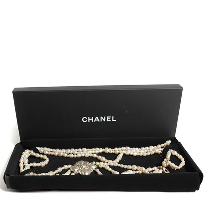 Chanel Pearl Crystal Triple Strand CC Necklace Gold 7 of 7