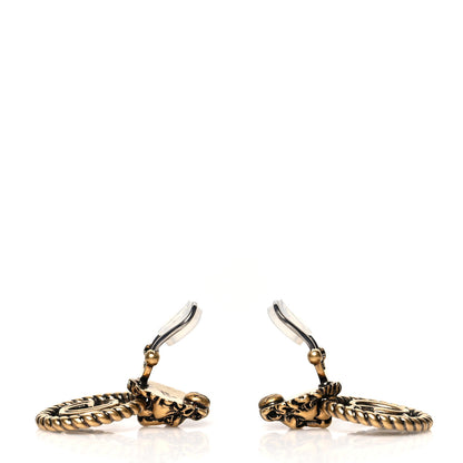 Gucci Metal Double G Lion Head Clip On Earrings Aged Gold 3 of 4