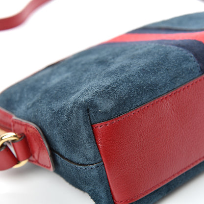 Gucci Suede Calfskin Web Small Ophidia Dome Shoulder Bag New Blue Romantic Cherry 11 of 13
