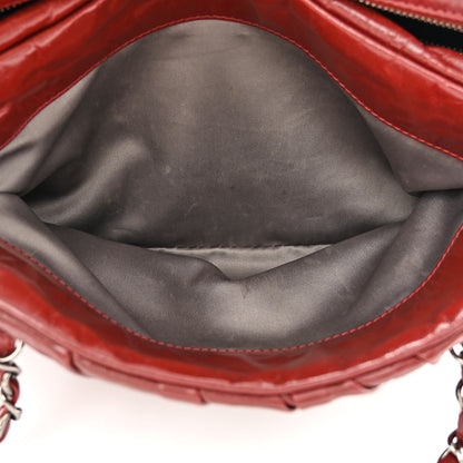 Chanel Glazed Calfskin Twisted Bowling Bag Red 7 of 12