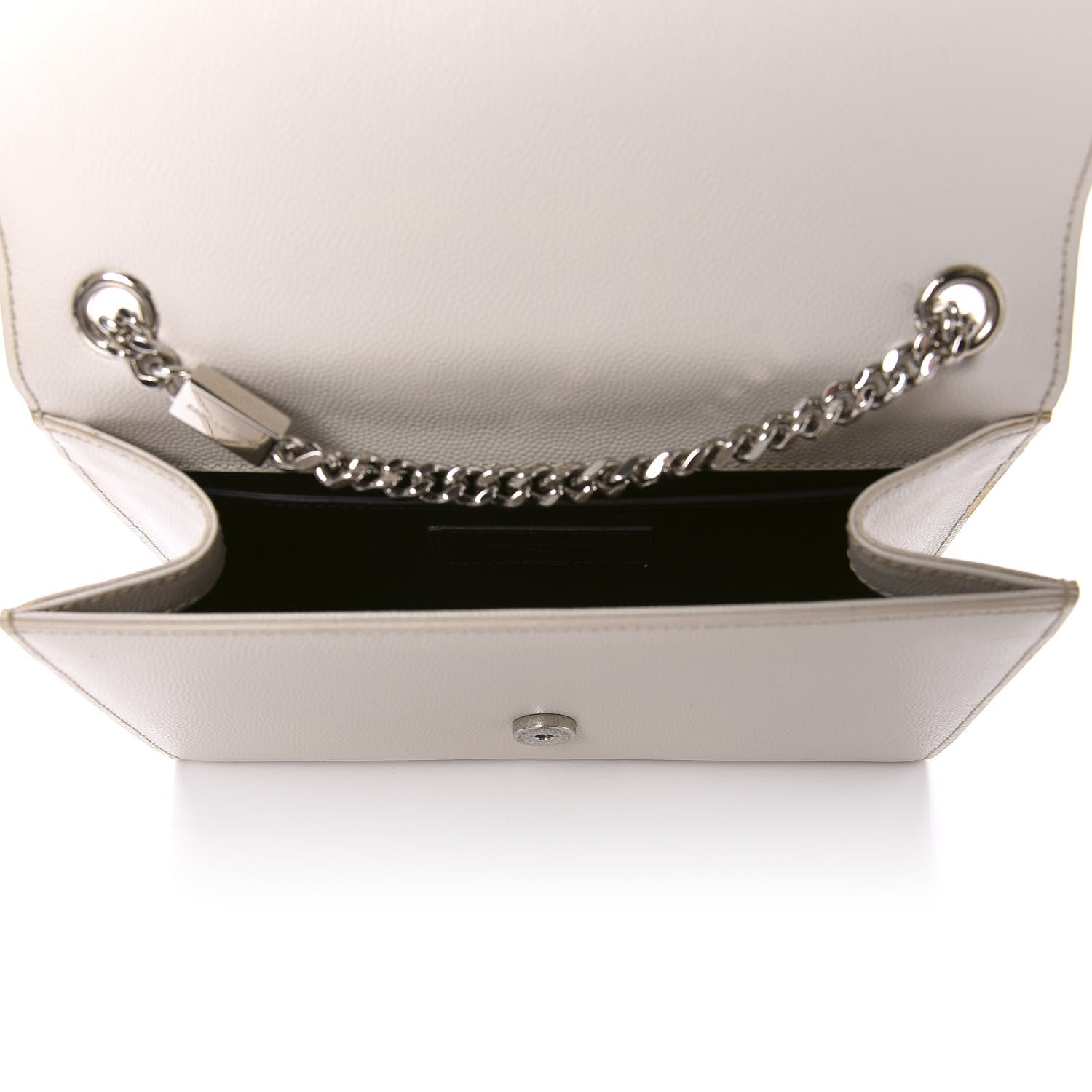 Saint Laurent Grain De Poudre Small Monogram Kate Satchel Optical White 5 of 14