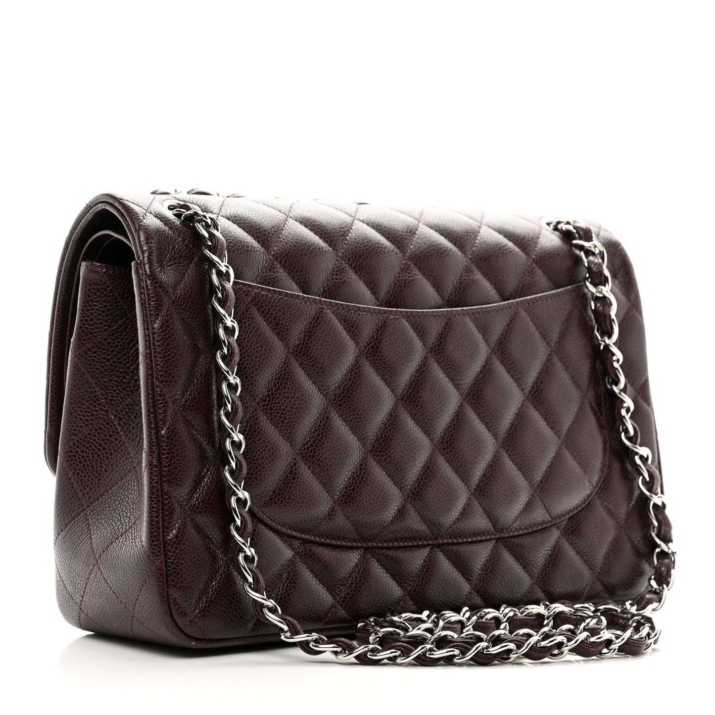Caviar Quilted Jumbo Double Flap Burgundy