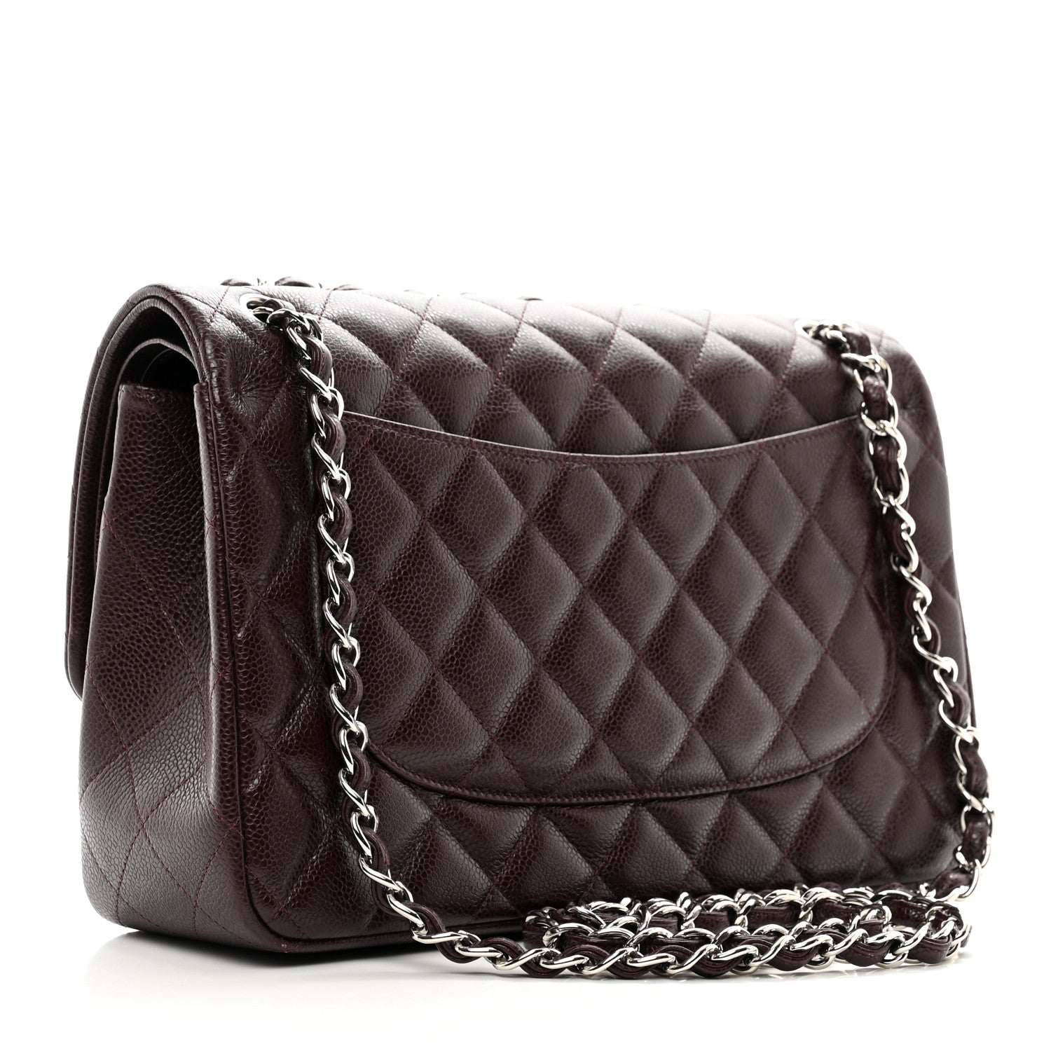 Chanel Caviar Quilted Jumbo Double Flap Burgundy 3 of 10