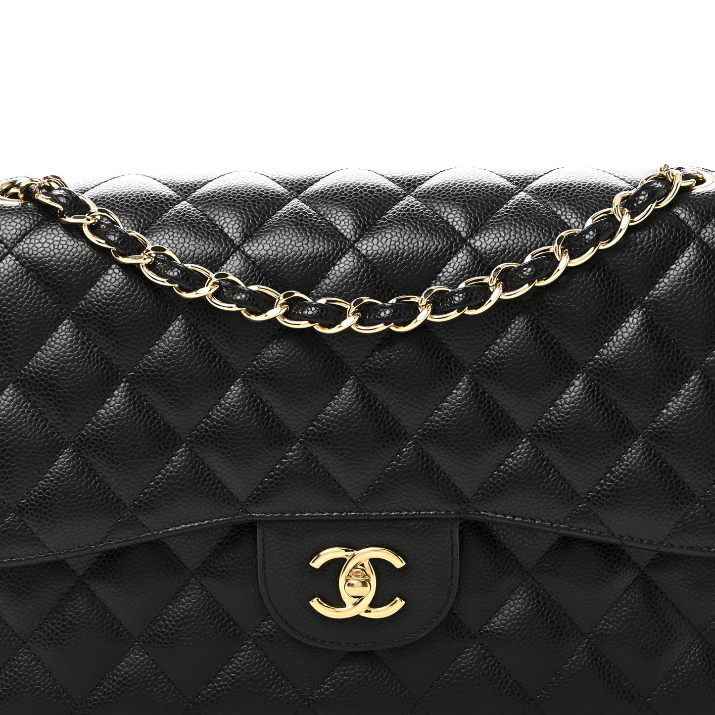 Caviar Quilted Jumbo Double Flap Black