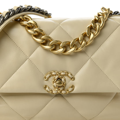 Chanel Lambskin Quilted Large Chanel 19 Flap Beige 10 of 10