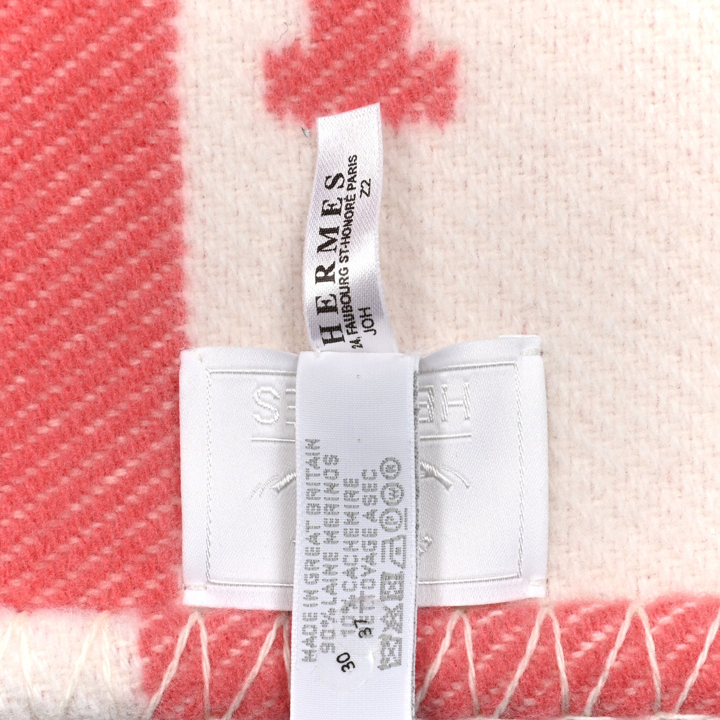 Wool Cashmere Avalon Baby Blanket Rose Airelle White