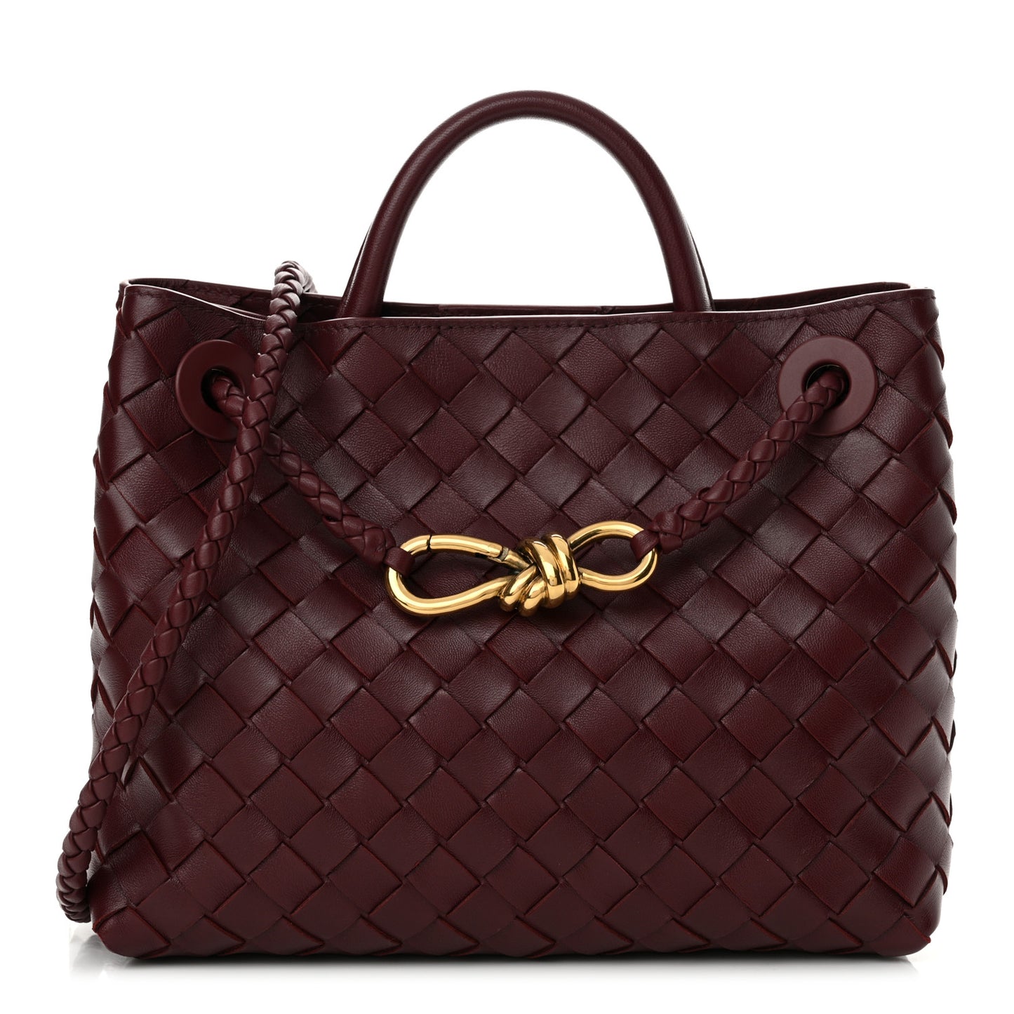 Nappa Intrecciato Small Andiamo Shoulder Bag Barolo