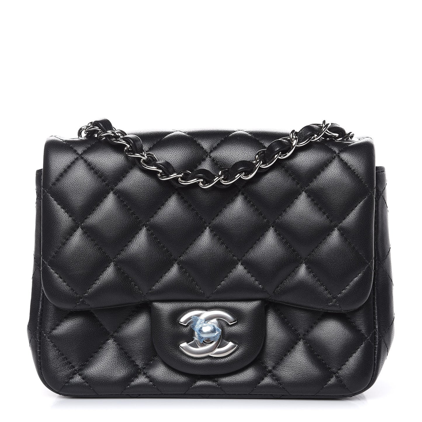 Lambskin Quilted Mini Square Flap Black