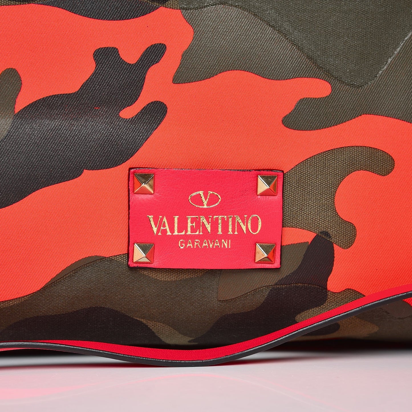 Canvas Camouflage Rockstud Reversible Tote Pink