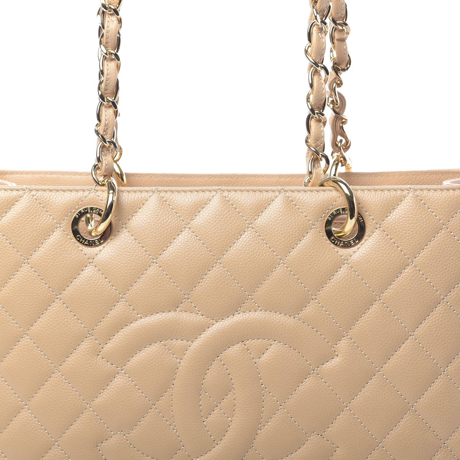 Chanel Caviar Quilted Grand Shopping Tote GST Beige 8 of 11
