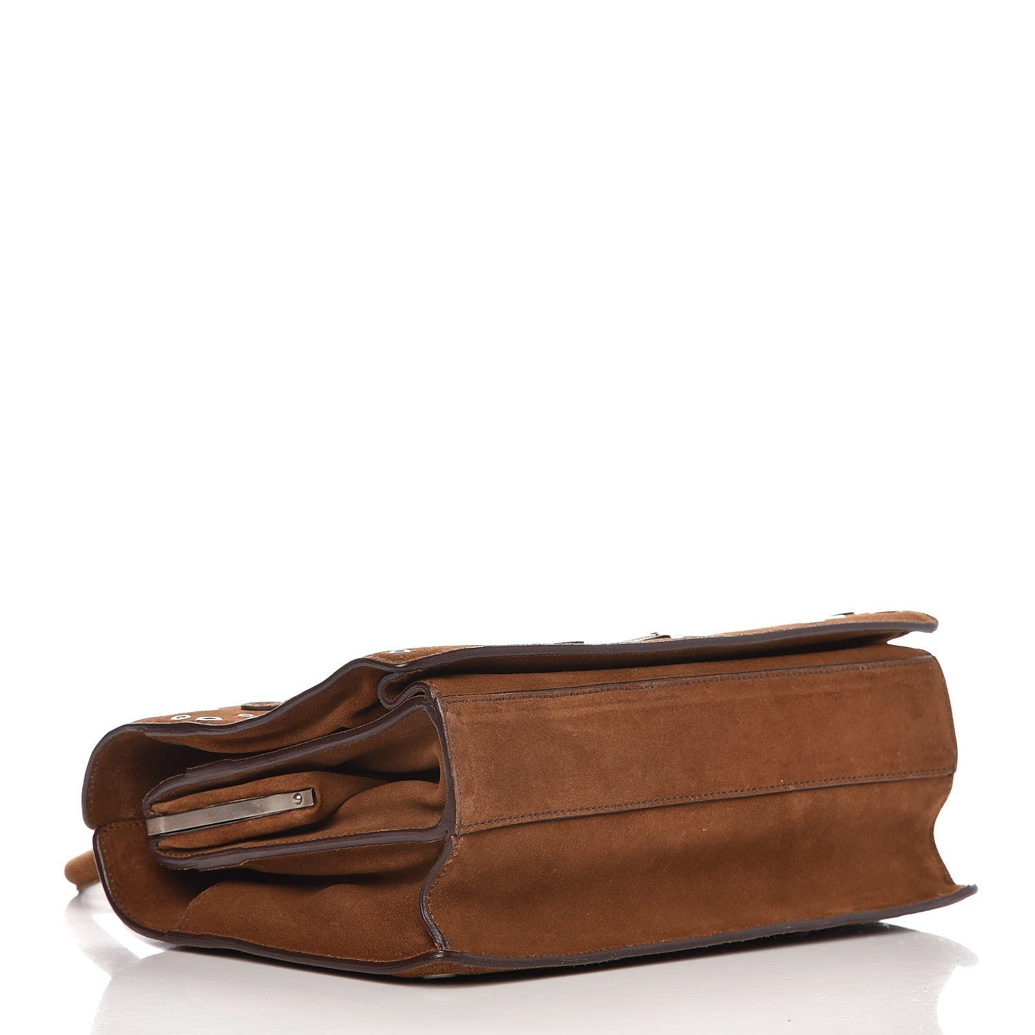 Prada Suede Grommet Frame Satchel Tabacco 4 of 10