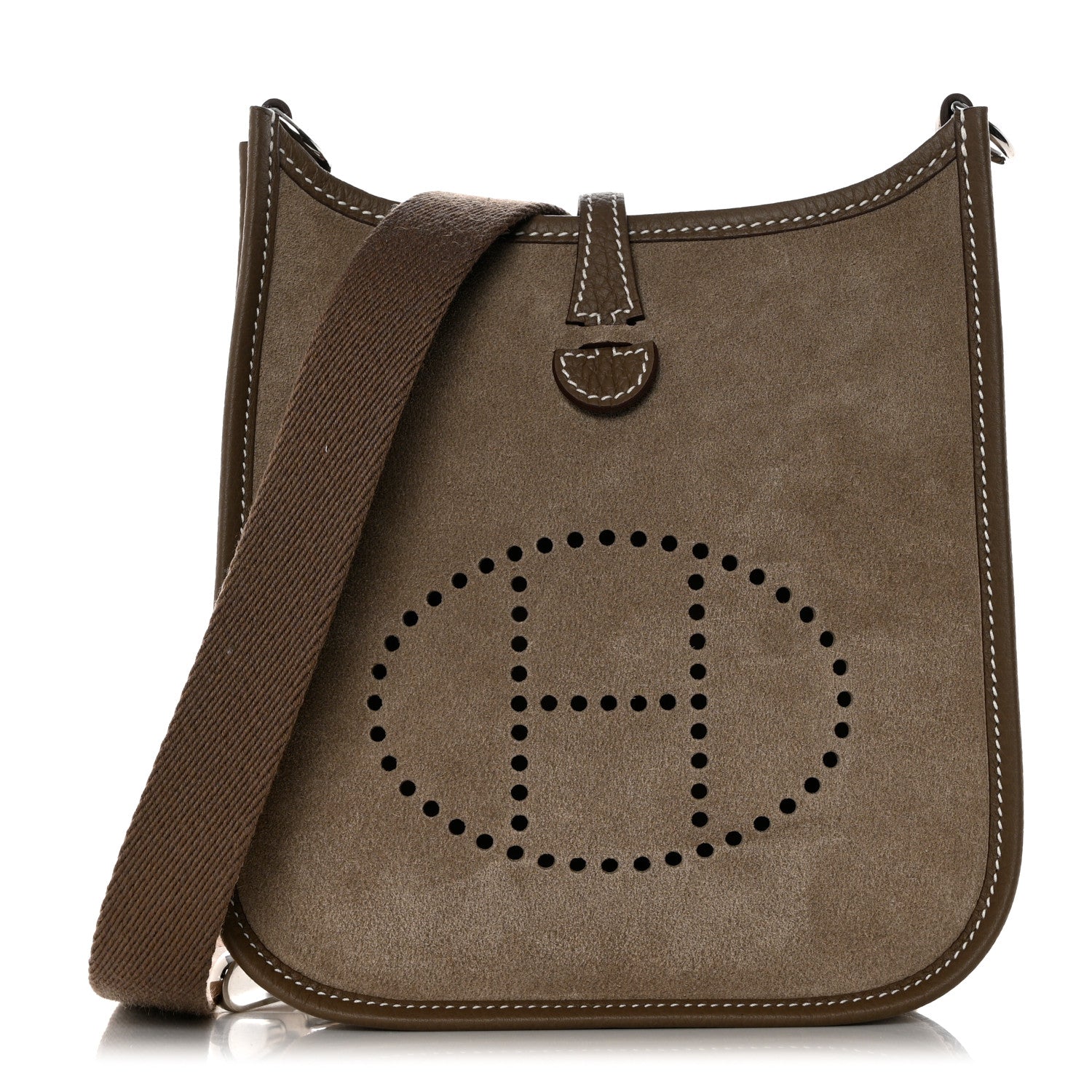 Hermes Veau Grizzly Taurillon Clemence Evelyne TPM Gris Caillou Etoupe 1 of 10