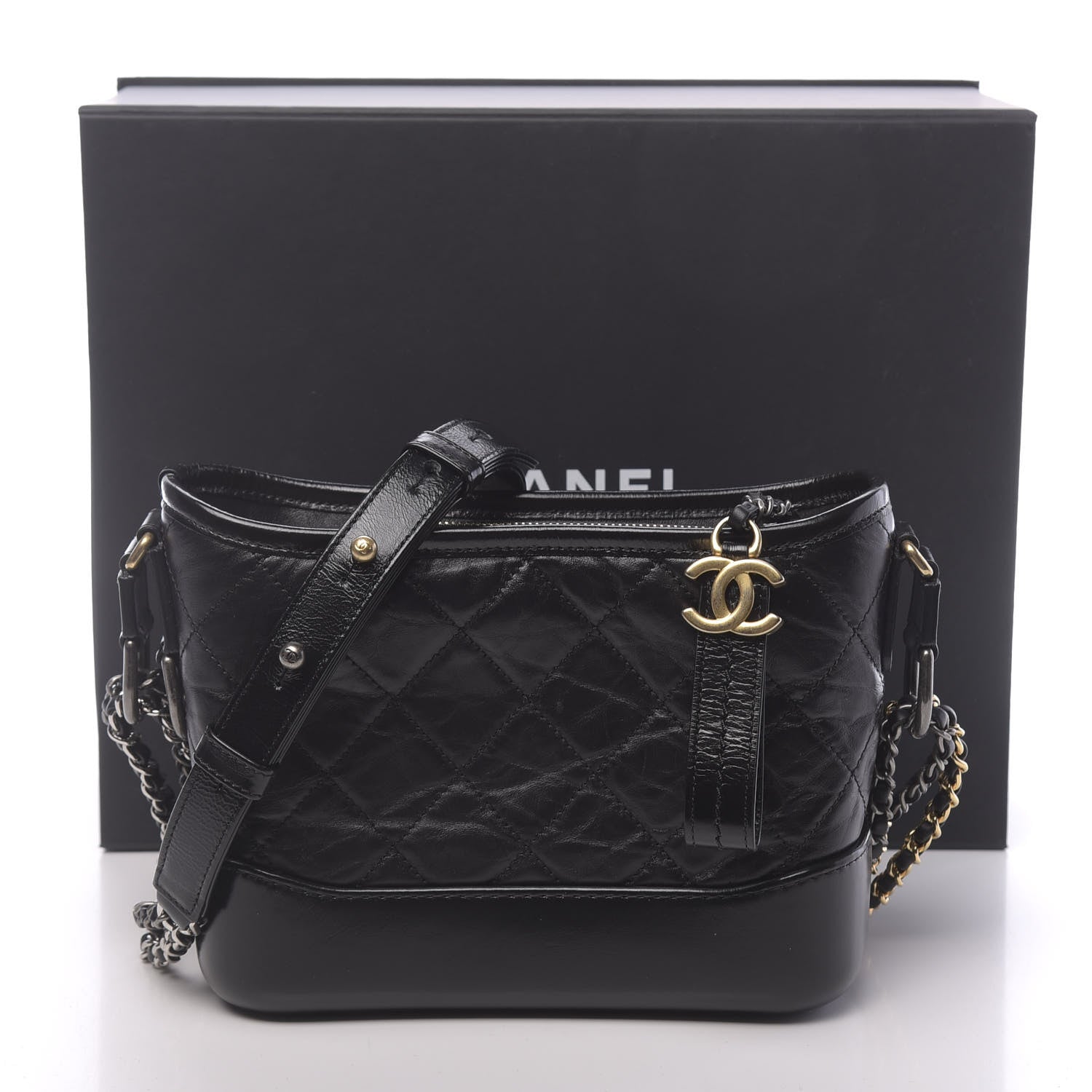 Chanel Aged Calfskin Quilted Small Gabrielle Hobo Black 11 of 11
