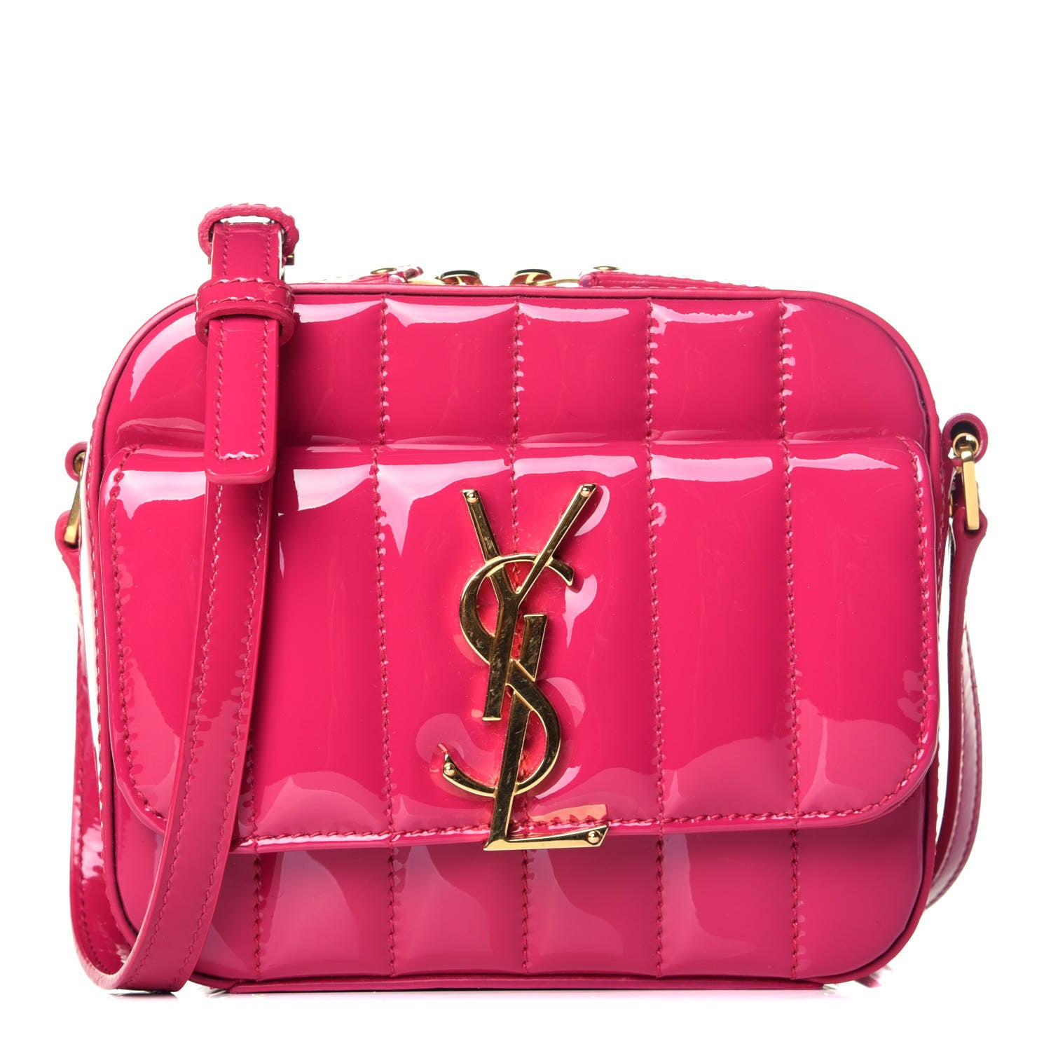 Saint Laurent Patent Matelasse Monogram Toy Vicky Camera Bag Bubblegum 1 of 9