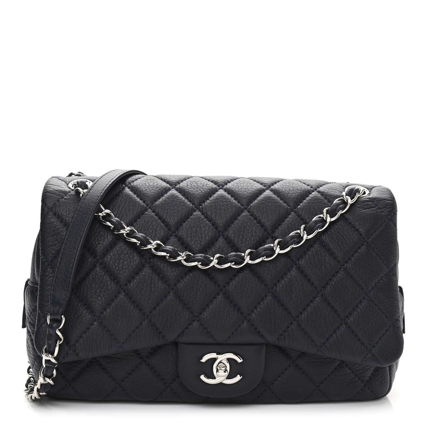 Chanel Deerskin Quilted Casual Journey Flap Dark Blue 1 of 11