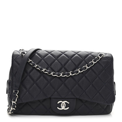 Chanel Deerskin Quilted Casual Journey Flap Dark Blue 1 of 11