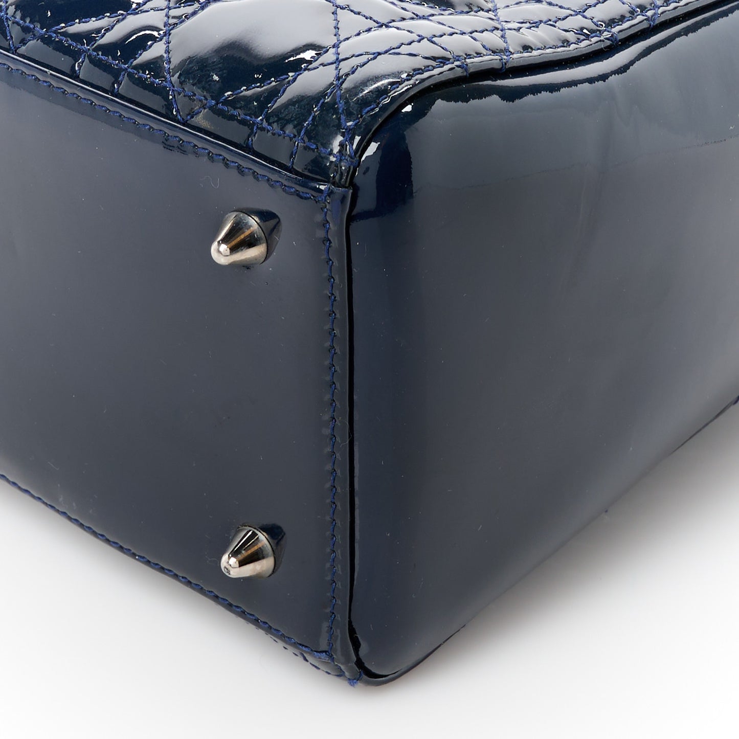 Patent Cannage Medium Lady Dior Navy Blue