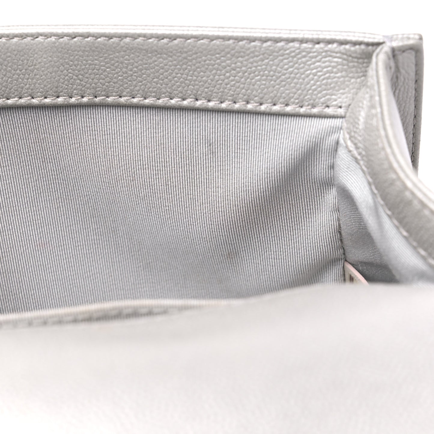 Metallic Caviar Quilted Medium Boy Flap Silver