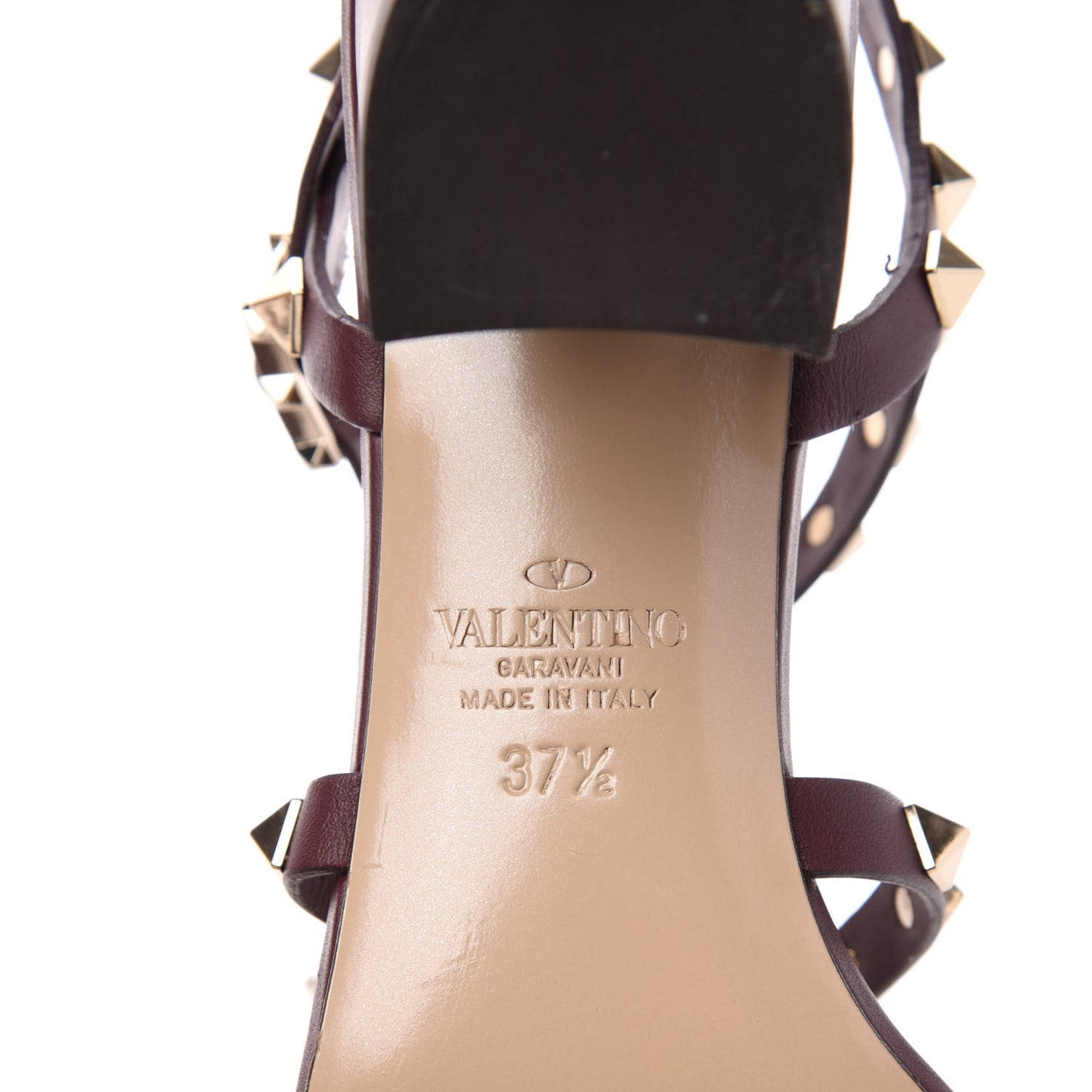 Calfskin Rockstud 60mm City Sandals 37.5 Rubin
