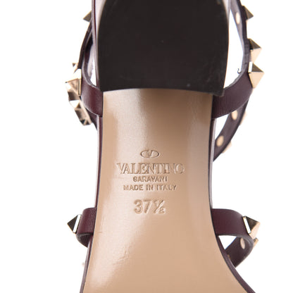 Valentino Garavani Calfskin Rockstud 60mm City Sandals 37.5 Rubin 7 of 7
