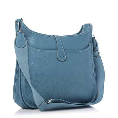 Hermes Taurillon Clemence Evelyne III GM Blue Jean 3 of 8
