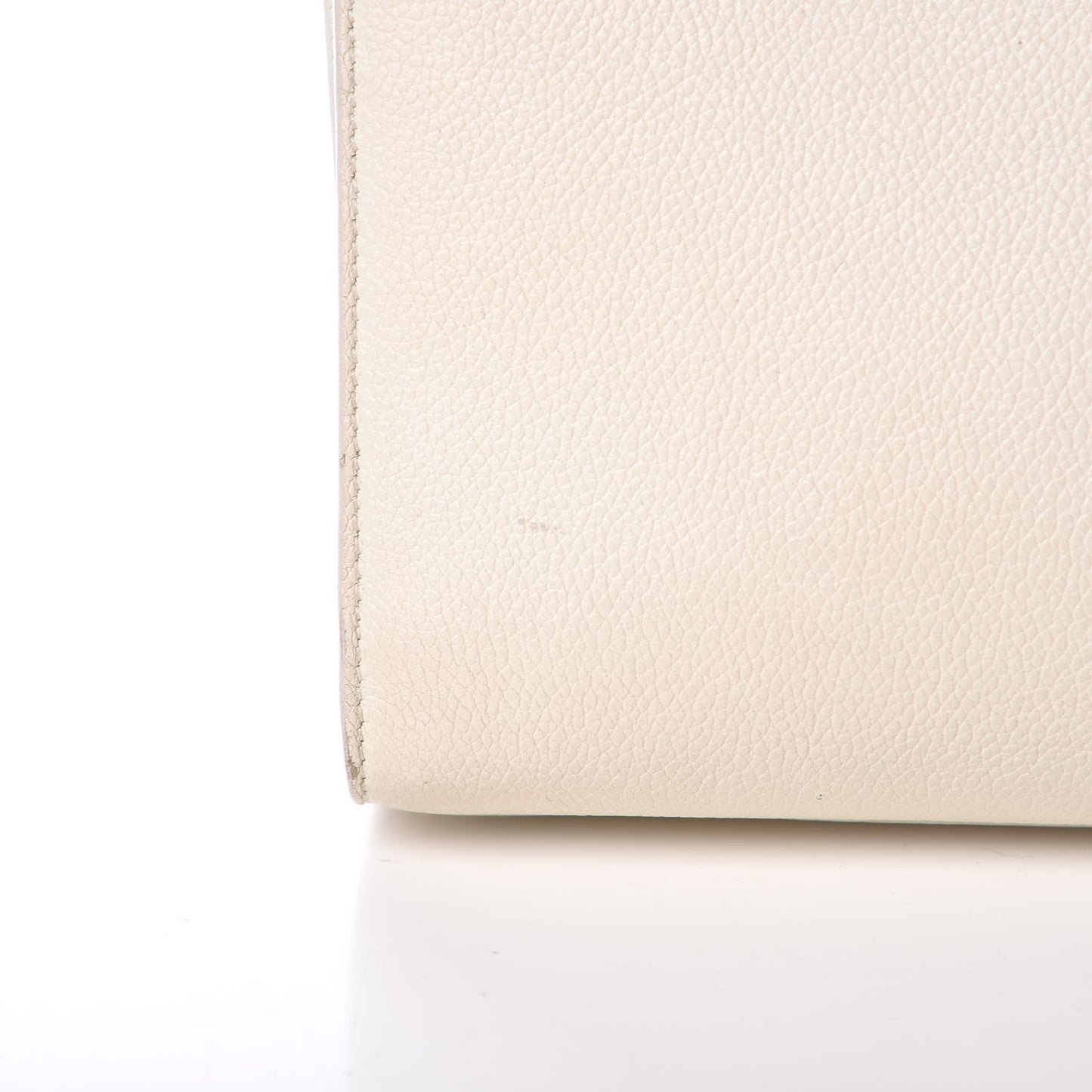Grained Calfskin Baby Sac De Jour White