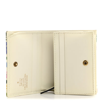 Gucci X KEN SCOTT Calfskin Matelasse Floral Print GG Marmont Card Case Wallet Ivory Pink 5 of 10