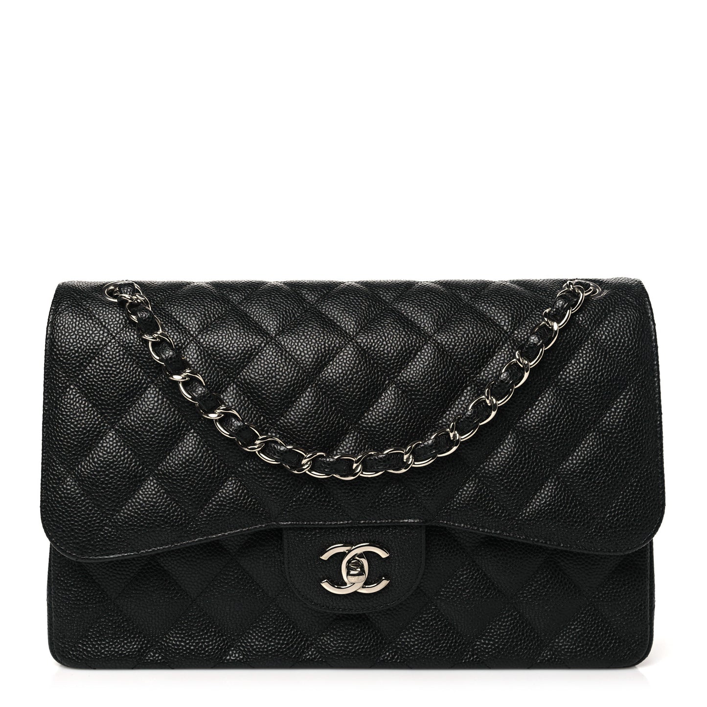 Caviar Quilted Jumbo Double Flap Black