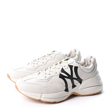 Gucci X MLB Calfskin NY Yankees Mens Rhyton Sneakers 9.5 Mystic White 3 of 10