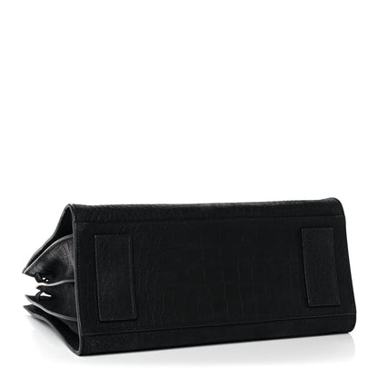 Saint Laurent Crocodile Embossed Suede Small Supple Sac de Jour Black 3 of 9