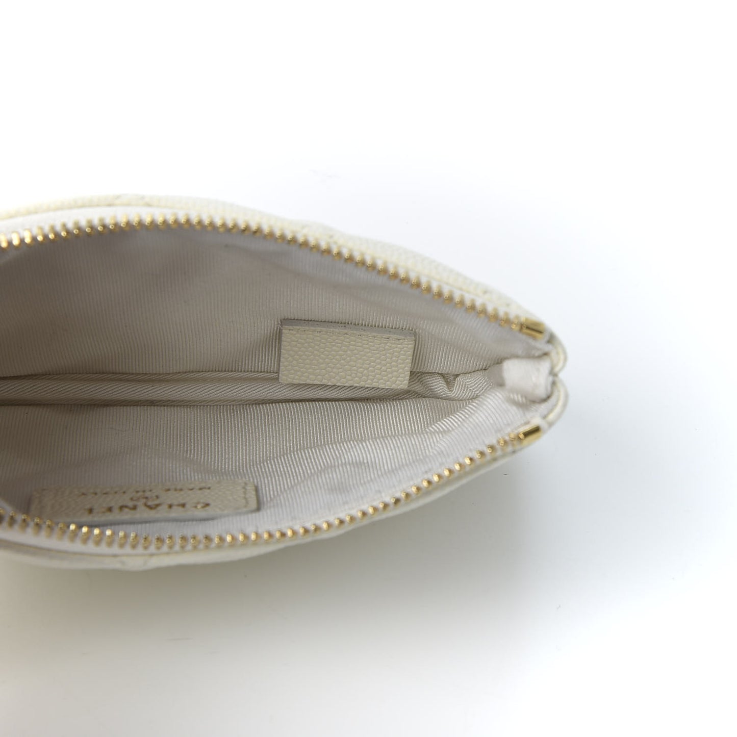 Caviar Quilted Small Cosmetic Case White