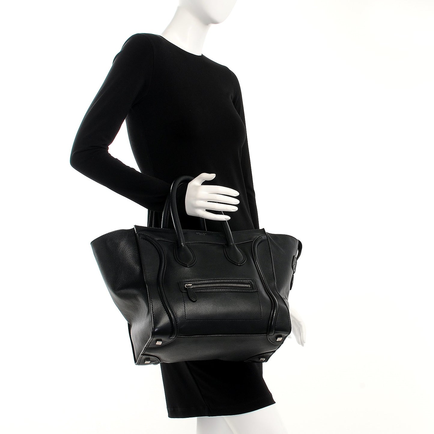 Drummed Calfskin Mini Luggage Black