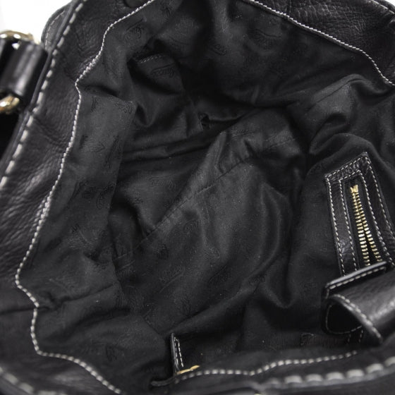 Leather Crest Boule Bag Black