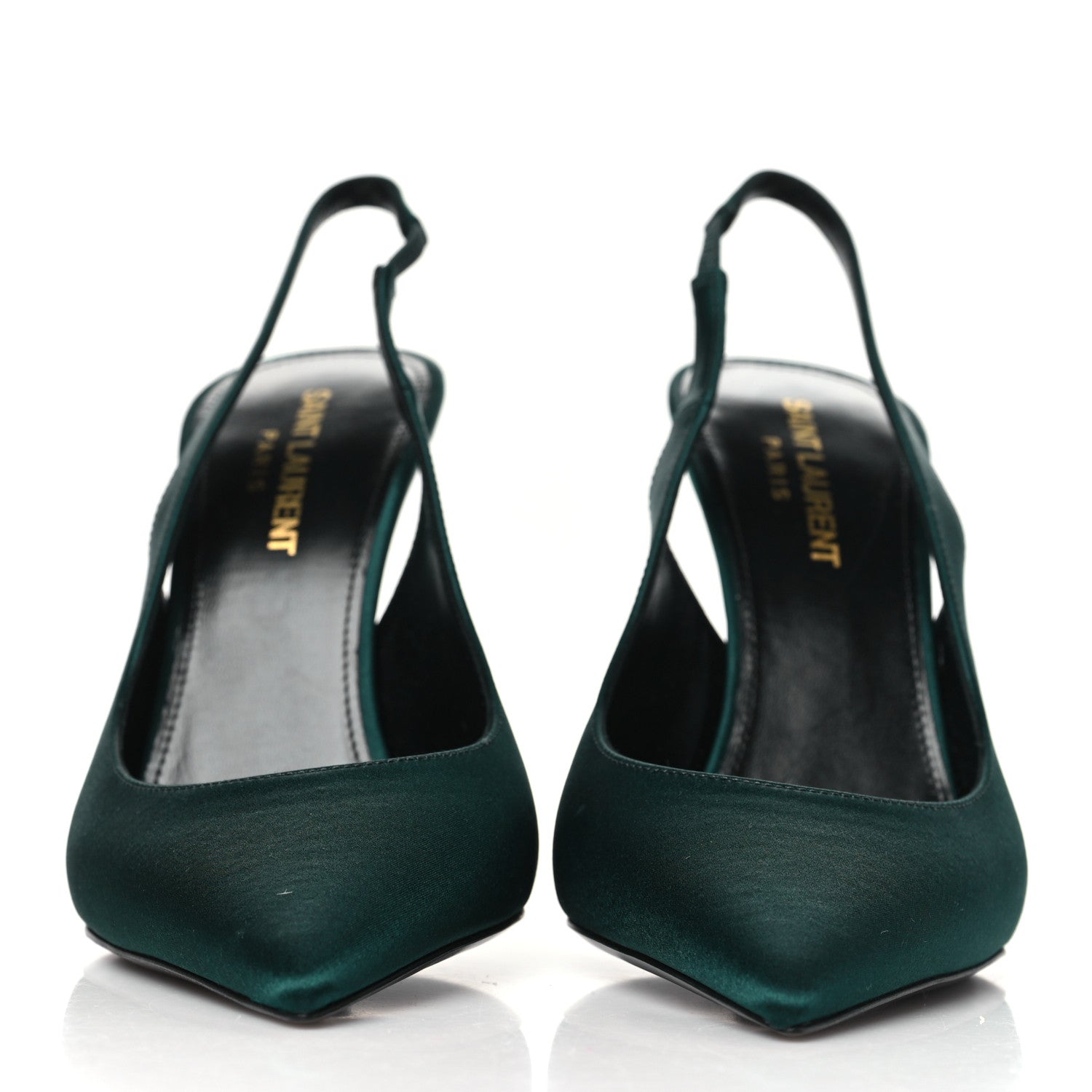 Saint Laurent Crepe Satin Zoe 105 Slingback Pump 37 Dorian Green 2 of 11