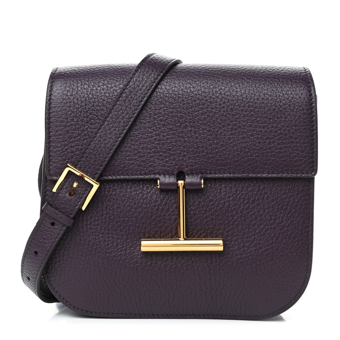 Calfskin Small T Clasp Tara Crossbody Bag Purple