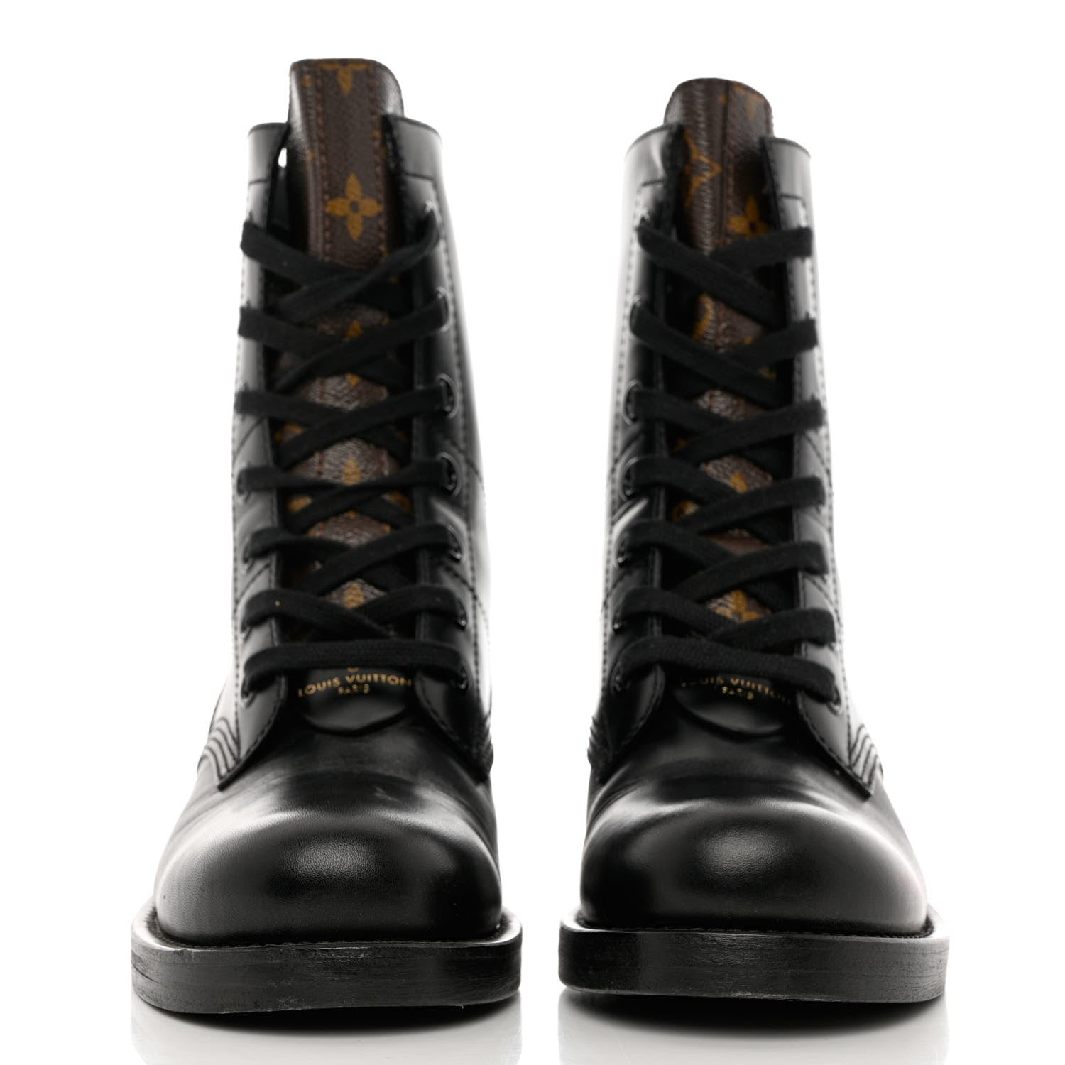 Louis Vuitton Calfskin Monogram Metropolis Flat Ranger Boots 37.5 Black 2 of 12