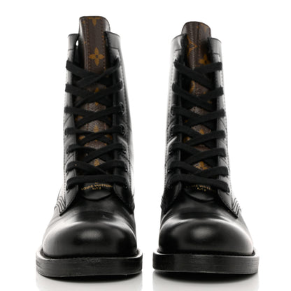Louis Vuitton Calfskin Monogram Metropolis Flat Ranger Boots 37.5 Black 2 of 12