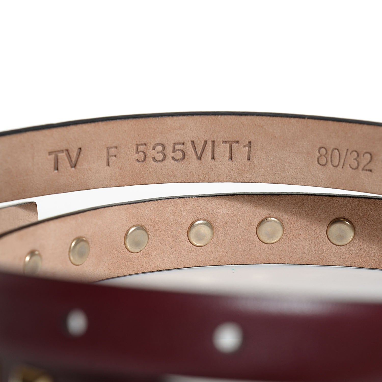 Valentino Garavani Calfskin Rockstud Belt 80 32 Rubin 5 of 6
