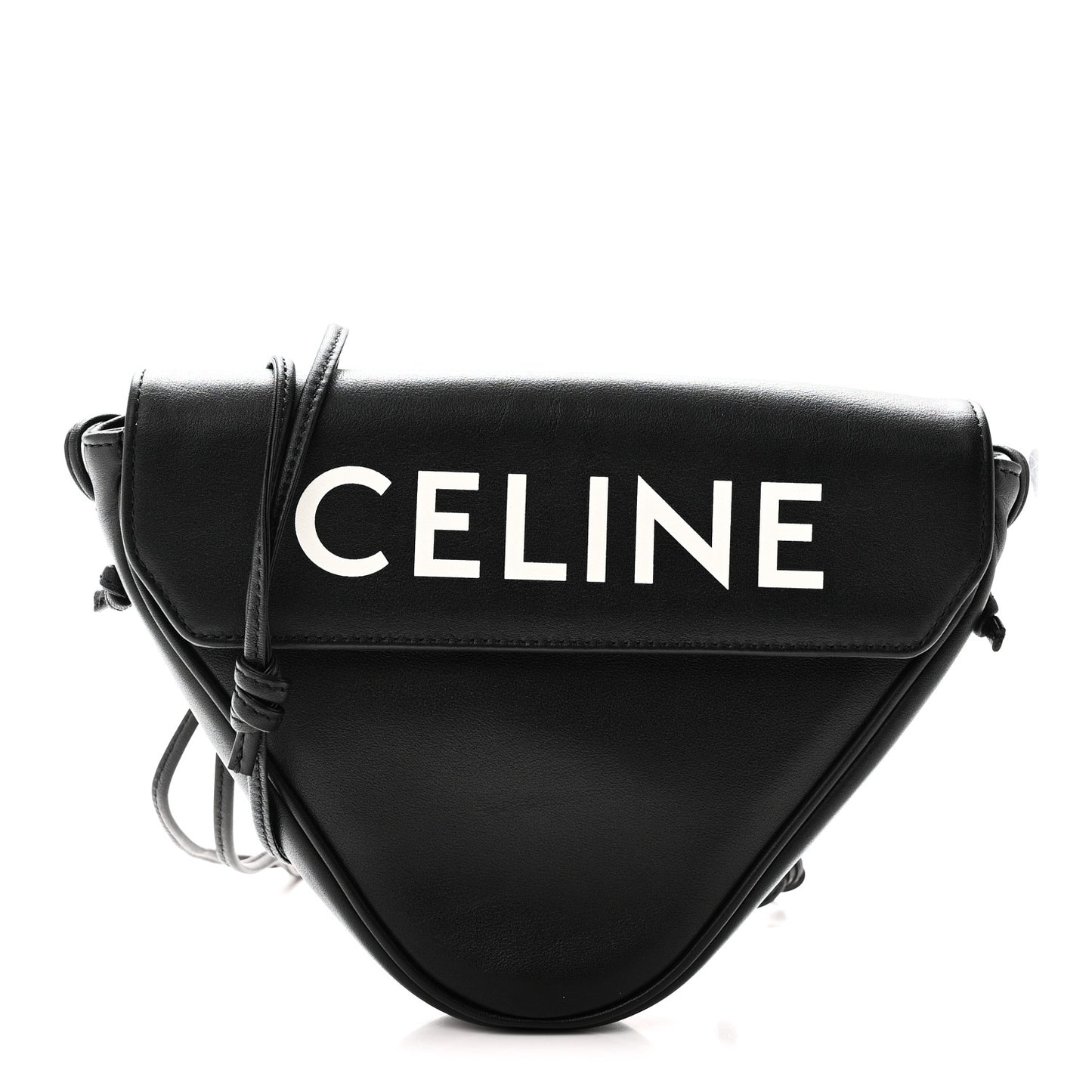 Smooth Calfskin Triangle Crossbody Bag Black