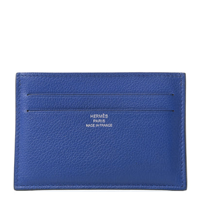 Hermes Evercolor Citizen Twill Card Case Bleu Royal Celeste Orange Poppy 1 of 7