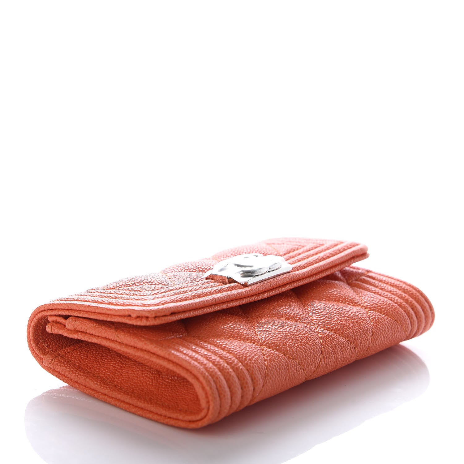 Chanel Caviar Quilted Boy Flap Card Holder Orange 4 of 9
