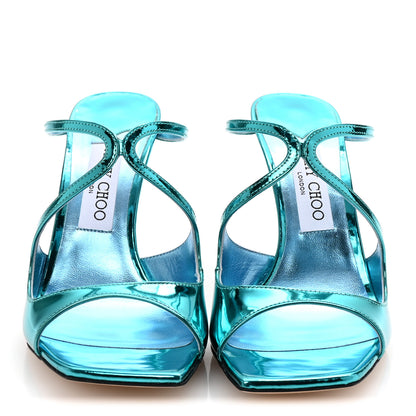 Jimmy Choo Metallic Calfskin Anise 95 Sandals 38.5 Malibu 3 of 9