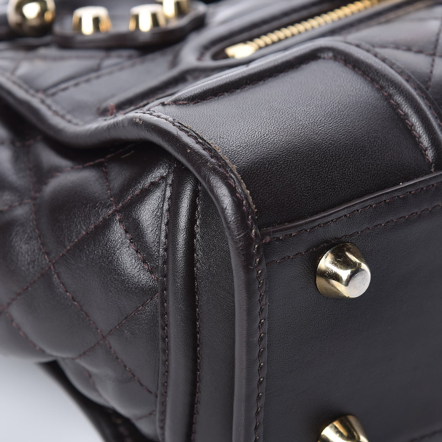 Burberry Calfskin Quilted Manor Tote Dark Brown 11 of 14