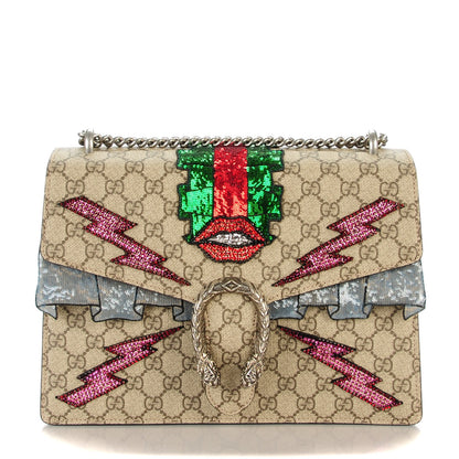 Gucci GG Supreme Monogram Lightning Embroidered Medium Dionysus Shoulder Bag Beige 1 of 7