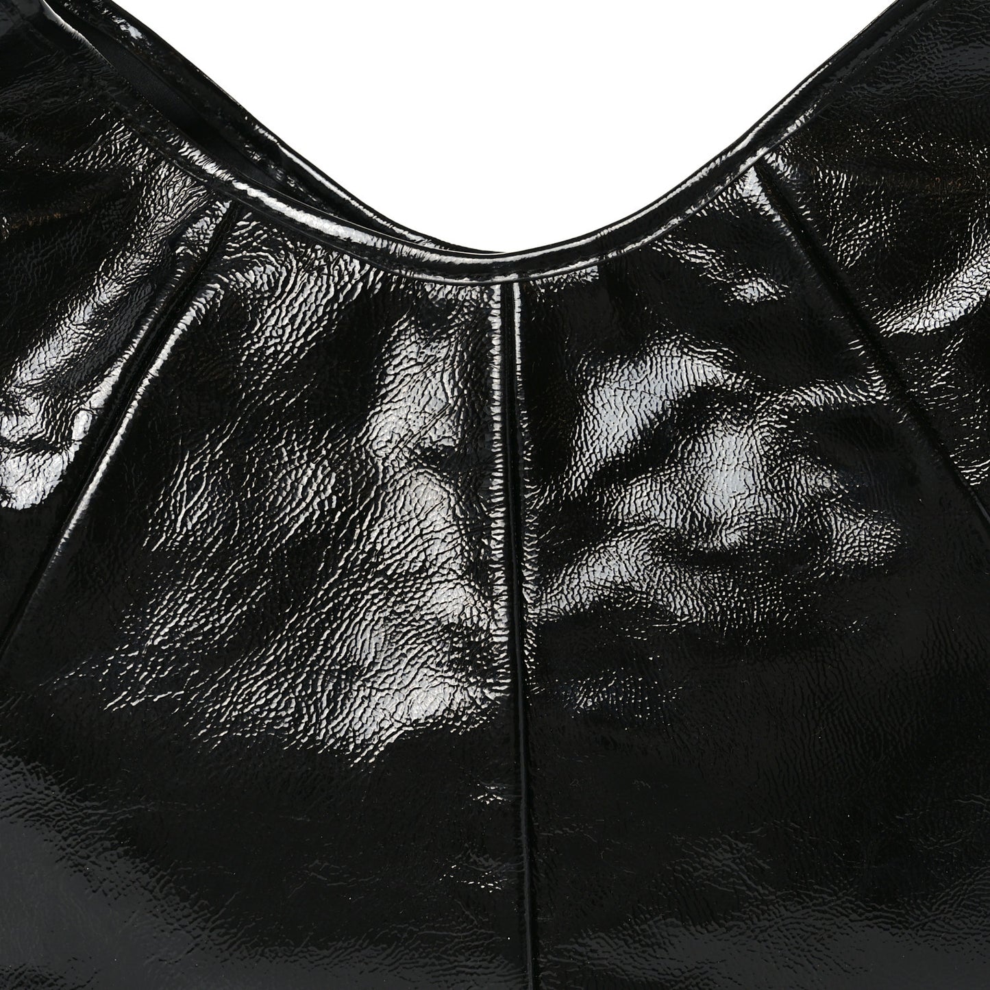 Shiny Crinkled Calfskin Buffalo Horn Mombasa Hobo Black