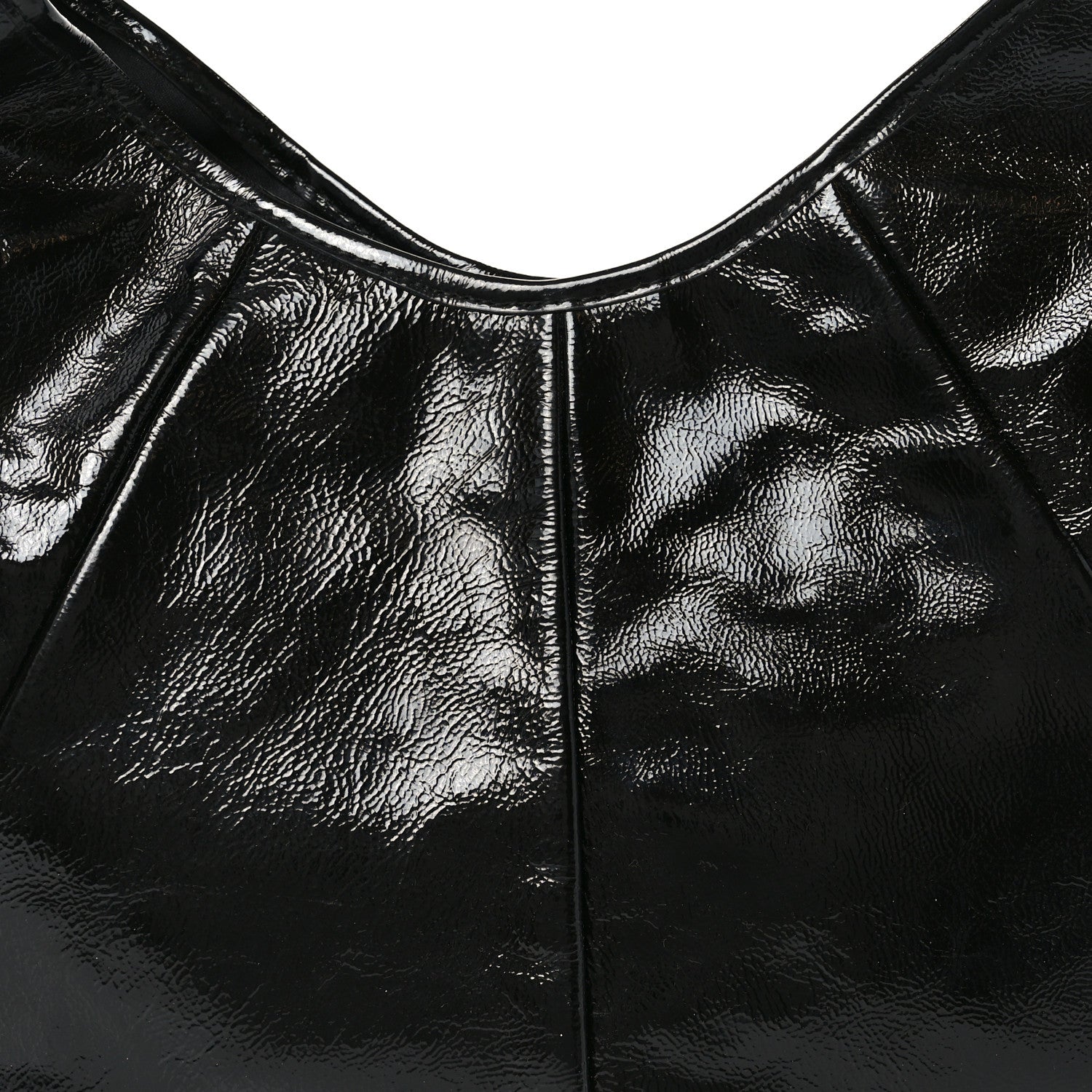 Saint Laurent Shiny Crinkled Calfskin Buffalo Horn Mombasa Hobo Black 8 of 10