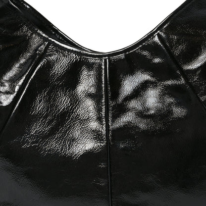 Saint Laurent Shiny Crinkled Calfskin Buffalo Horn Mombasa Hobo Black 8 of 10